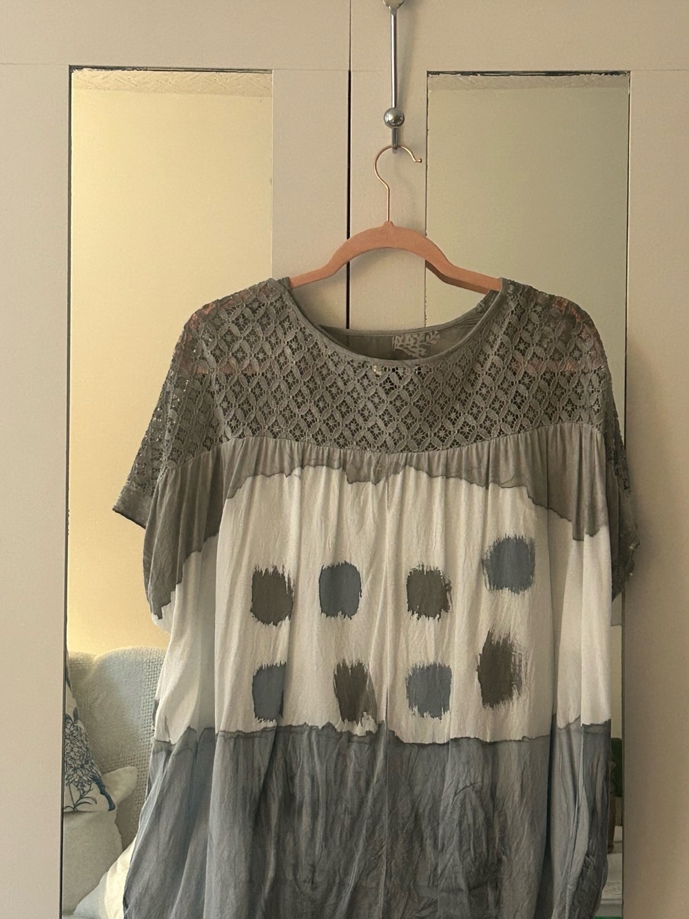 Minka Boho Flowy Tunic Top with Lace Crochet Detail - Size [large Size]
